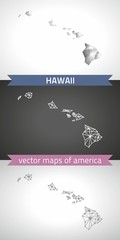 Hawaii collection of vector design modern maps, gray and black and silver dot outline mosaic 3d map