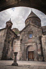 The famous hermitage monastery Geghard, located in the mountains of Armenia