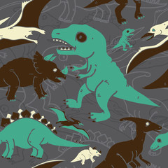  Cute Dinosaurs seamless pattern