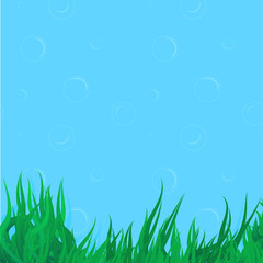 Obraz premium Vector algae elements on seamless background with bubbles.