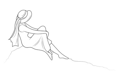 изящный силуэт девушки на пляже