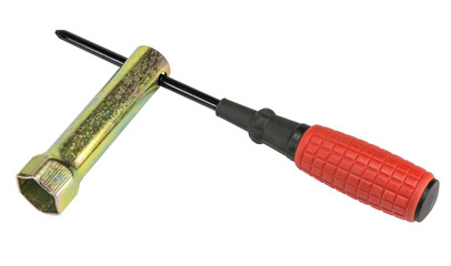 Large screwdriver on white