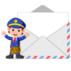 postman cartoon with big letter
