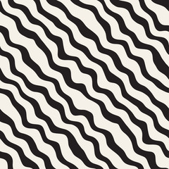 Wavy Ripple Hand Drawn Lines. Abstract Geometric Background Design. Vector Seamless Pattern.
