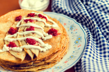 Pancakes with sour cream