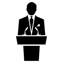 speaker black icon orator speaking from tribune