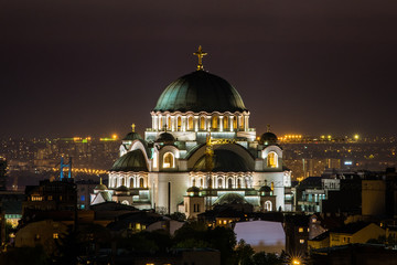 Obraz premium Belgrade panorama with temple of Saint Sava
