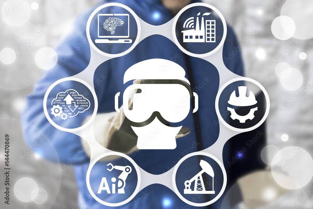 Poster virtual reality integrateв in industry 4.0. 3d visualization and development industrial computing co