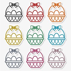 Basket with eggs icon - Vector Illustration