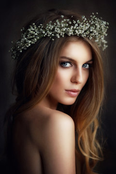 Girl with circlet of flowers