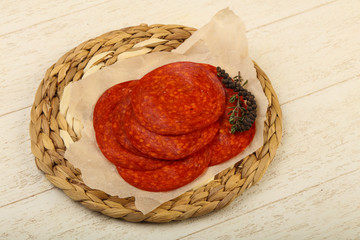 Sliced chorizo