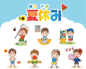 夏休み少年イラストセット