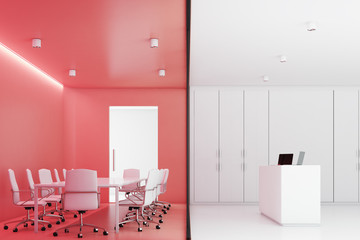 Red meeting room and reception
