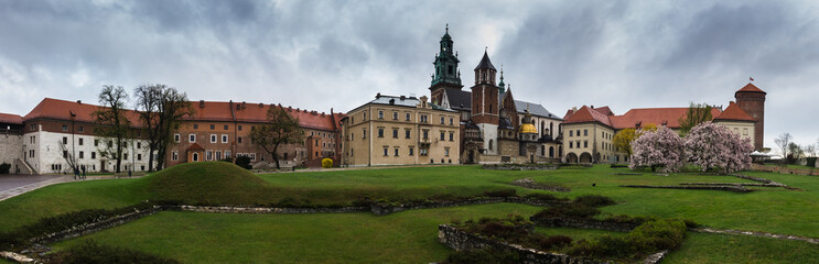 Fototapeta na wymiar Panorama of Wawel Royal Castle in Cracow, Poland