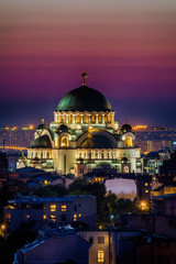 Belgrade panorama with temple of Saint Sava