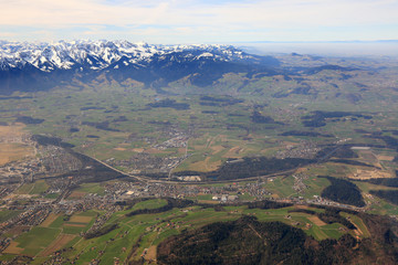 Heimberg bei Thun mit Alpen Schweiz Luftbild
