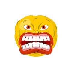 Emoticon screams. Open mouth and teeth. Crazy Emoji. emotion yell. Yellow ball head
