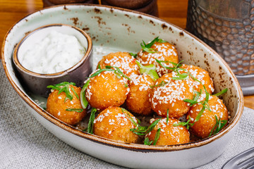 Fried cheese ball. menu concept