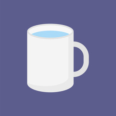 Flat icon mug of water isolated on white background. Vector illustration.