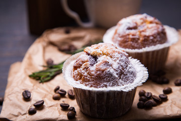 hot coffee with muffin