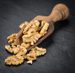 Portion of Cracked Walnuts on a slate slab