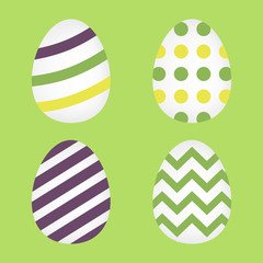 Flat icon easter eggs isolated on green background. Vector illustration.