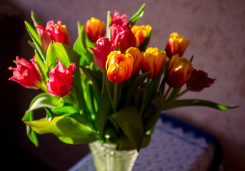 bouquet of tulips in the groove