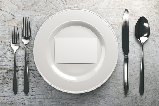Plate with business card top