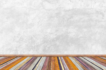 wood plank floor with stone wall background