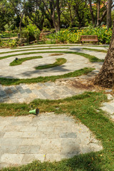 Narrow view of maze formation in green garden, Chennai, India, April 01 2017