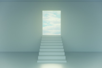 3d rendering of stairs toward to sky