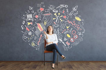 Woman daydreaming about success