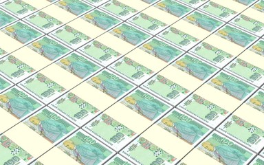 Fototapeta na wymiar Bulgarian lev bills stacks background. 3D illustration.