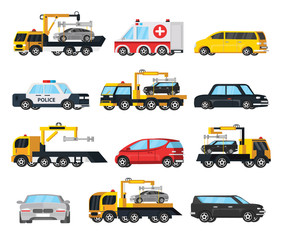 Naklejka premium Colorful City Transport Evacuation Set