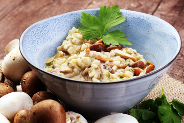 risotto with mushrooms, fresh herbs and parmesan cheese.