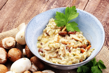 risotto with mushrooms, fresh herbs and parmesan cheese.