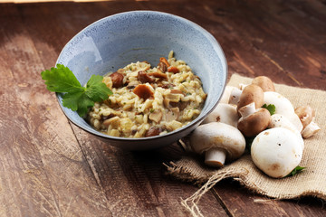 risotto with mushrooms, fresh herbs and parmesan cheese.