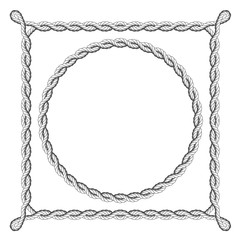 Twisted rope frames - round and square marine borders