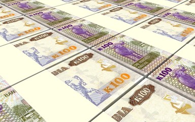 Zambian kwacha bills stacks background. 3D illustration.
