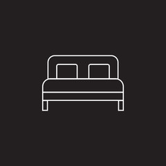 bed line icon, outline hotel room vector logo, linear pictogram 