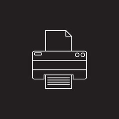 Printer thin line icon, outline vector logo illustration, linear