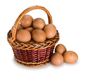 Basket full of brown eggs