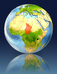 Chad on globe with reflection