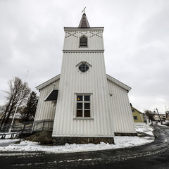 Traditional Norwegian church at the fishing village.