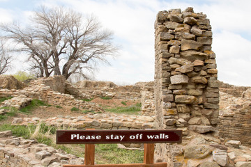 Sign to Please Stay off Walls at the Aztec Ruins National Monument
