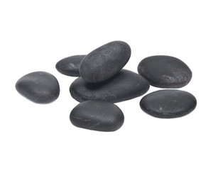 Fototapeta na wymiar Super polished black river pebbles isolated on white background