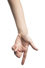 gesture with hand finger, index finger make a direction.