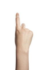 Obraz premium gesture with hand finger, index finger push or touch something.
