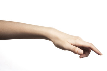 Fototapeta premium gesture with hand finger, index finger push or touch something.