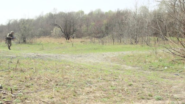Anti-tank mine installing and detonating